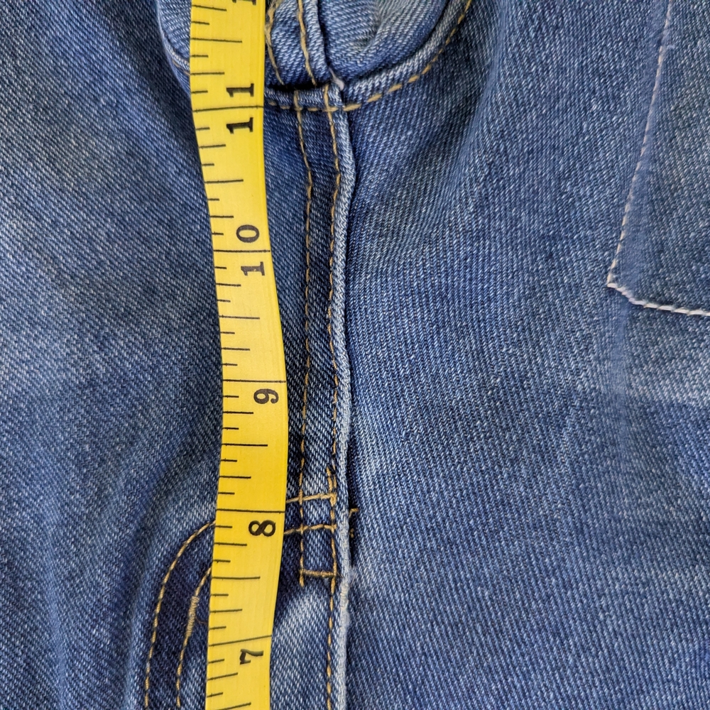 Women’s Blue Distressed Patchwork Jeans with Pink Accents Size M - Picture 13 of 16